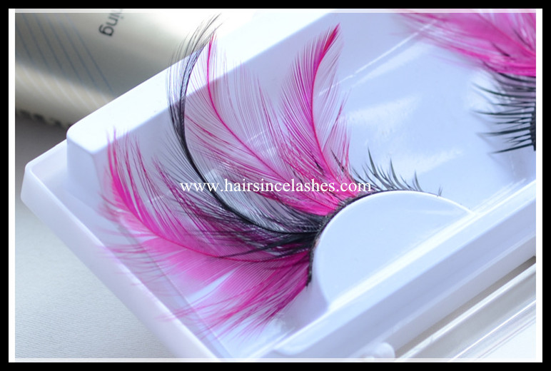 Long feather hair lashes party lashes colored feather lashes for sale